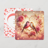 Lovebirds in Bloom - Carte romantique de Saint-Val (Devant / Derrière)