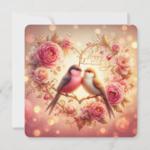 Lovebirds in Bloom - Carte romantique de Saint-Val