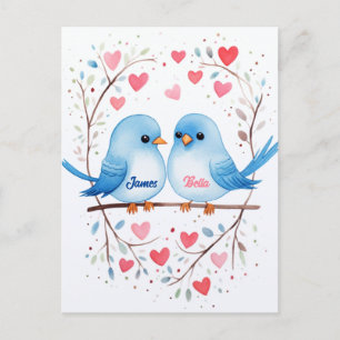 Lovebirds Liefde: Gepersonaliseerde Valentijnsdag  Briefkaart
