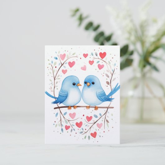 Lovebirds Love : Watercolor Carte Saint-Valentin (Debout devant)