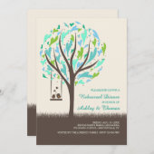 Lovebirds op een swing-uitnodiging kaart (Voorkant / Achterkant)