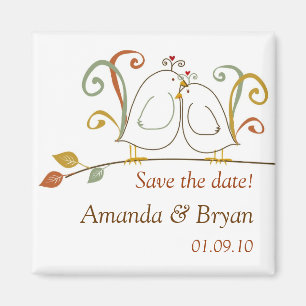 Lovebirds op takken Save the Dates Magneet