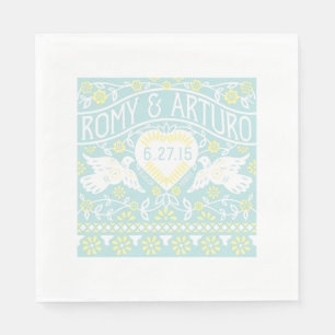 Lovebirds Papel Picado Style Gepersonaliseerd serv Servetten