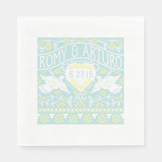 Lovebirds Papel Picado Style Gepersonaliseerd serv Servetten