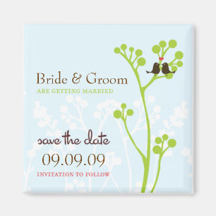Lovebirds (Powder Blue) Bewaar de datum Magneet