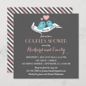 Lovebirds rose et gris Couples Show Invitation (Devant / Derrière)