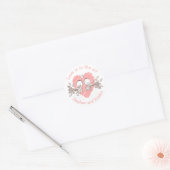 Lovebirds Roze Hart Bruiloft Gepersonaliseerde Lie Ronde Sticker (Envelop)
