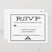 Lovebirds RSVP zwart-wit bruiloft Uitnodiging Briefkaart (Voorkant / Achterkant)