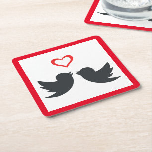 LOVEBIRDS VIERKANTE KARTONNEN ONDERZETTER