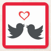 LOVEBIRDS VIERKANTE KARTONNEN ONDERZETTER (Voorkant)