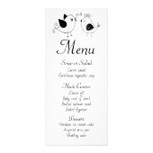 Lovebirds Wedding Party Menu Zwart Vrijgezellenfee (Voorkant)