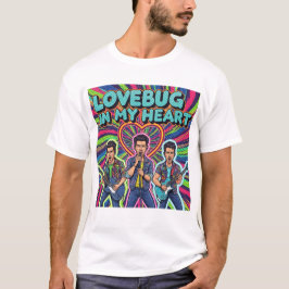Lovebug in My Heart - Kleurrijk Pop-Art Music Trio T-shirt