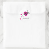 Lovebug ladybug rose blanc nom autocollant (Sac)