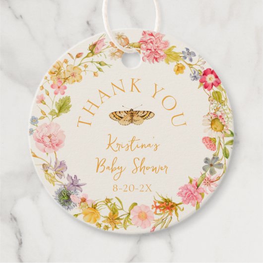 Lovebug  Wildflower Baby shower Bedankjes Labels (Voorkant)