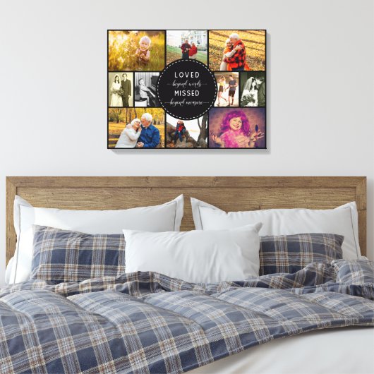 Loved Beyond Words Herembrance Photo Collage Black Canvas Afdruk (Insitu (Slaapkamer))