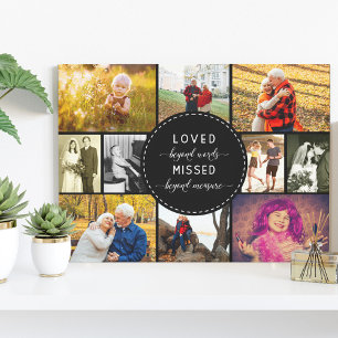 Loved Beyond Words Herembrance Photo Collage Black Canvas Afdruk
