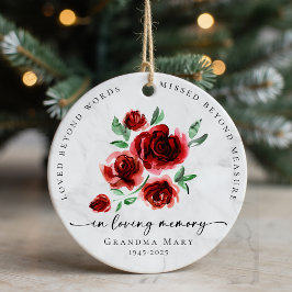 Loved Beyond Words Roses in Loving Memory Keramisch Ornament