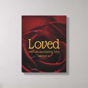 LOVED Christelijk Valentijns rode rode roze Canvas Afdruk