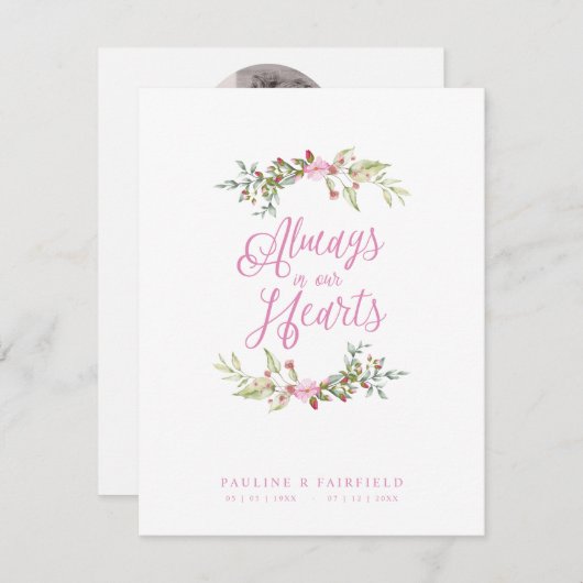 Loved One Service in Loving Memory Feestdagenkaart (Voorkant / Achterkant)