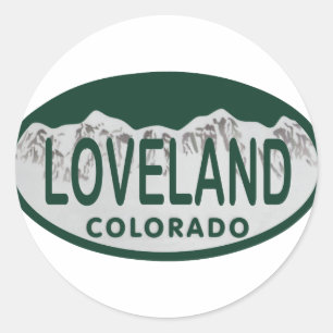 Loveland licence oval ronde sticker