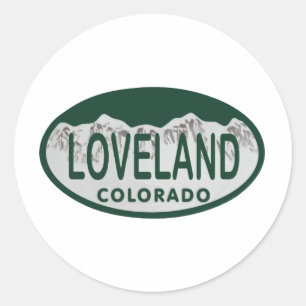 Loveland licence oval ronde sticker