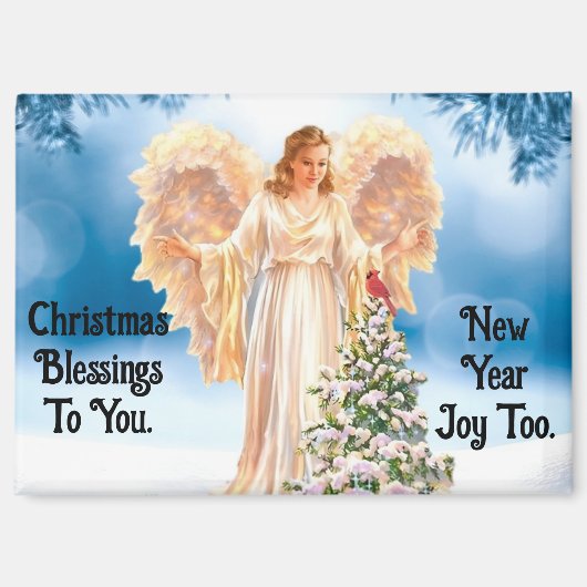 Lovely Angel With Tree Christmas Magnet Magneet (Voorkant)