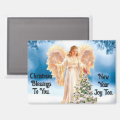 Lovely Angel With Tree Christmas Magnet Magneet (Voorkant / Achterkant)