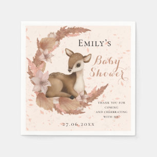 Lovely Bambi & Flowers Pastel Roze Baby shower Servet