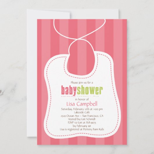Lovely Bib Baby shower Invitation Kaart (Voorkant)