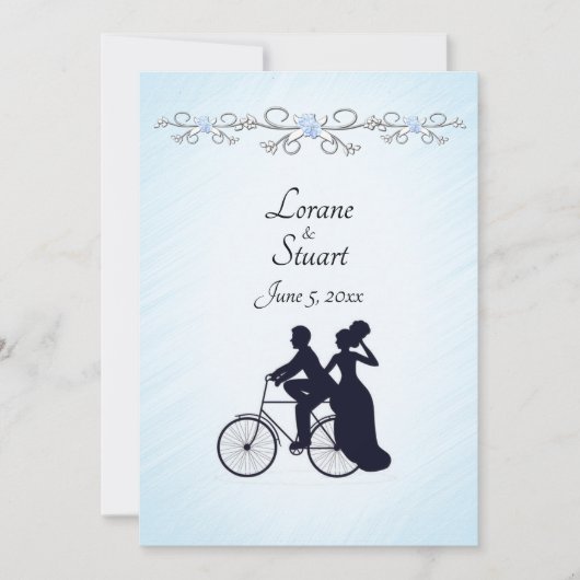 Lovely Blue Bicycle Theme Weddenschap Kaart (Voorkant)