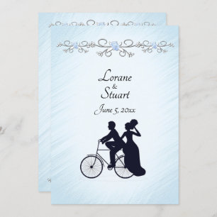 Lovely Blue Bicycle Theme Weddenschap Kaart