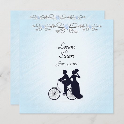Lovely Blue Bicycle Theme Weddenschap Kaart (Voorkant / Achterkant)