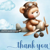 Lovely Blue Brown Teddy Bear Aviator Boy Shower Bedankjes Labels