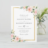 lovely blush floral frame wedding invitation (Debout devant)