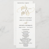 Lovely Calligraphie Programme de mariage Faux Gold (Devant / Derrière)