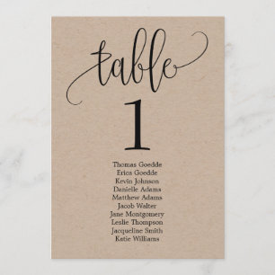 Lovely Calligraphy Table Seating Card Menu