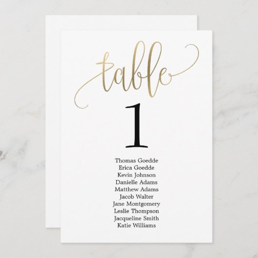 Lovely Calligraphy Table Seating Card Menu (Voorkant / Achterkant)