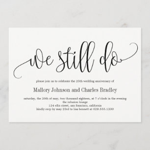 Lovely Calligraphy Wedding Jubileum Invitation Kaart
