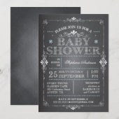Lovely Chalkboard Baby Boy Shower Uitnodiging (Voorkant / Achterkant)