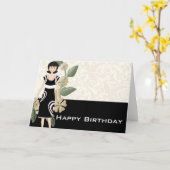 Lovely Chic Woman Heureuse Carte de voeux d'annive (Fleur jaune)