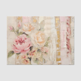 Lovely Collage of Painted Florals on Paper Layers Tissuepapier