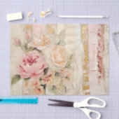 Lovely Collage of Painted Florals on Paper Layers Tissuepapier (Craft)