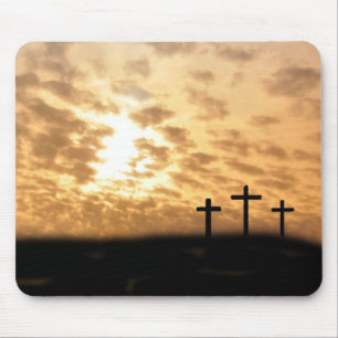 Lovely Crosses and Sunset "He is Risen" Mousepad Muismat