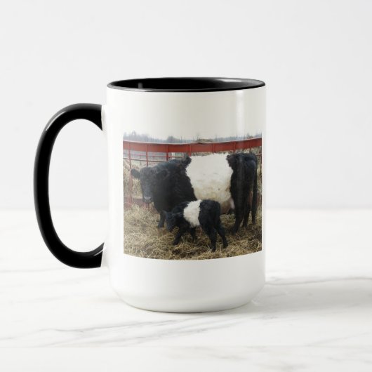 Lovely Cute Beltie Koe en Calf - Belted Galloways Mok (Links)