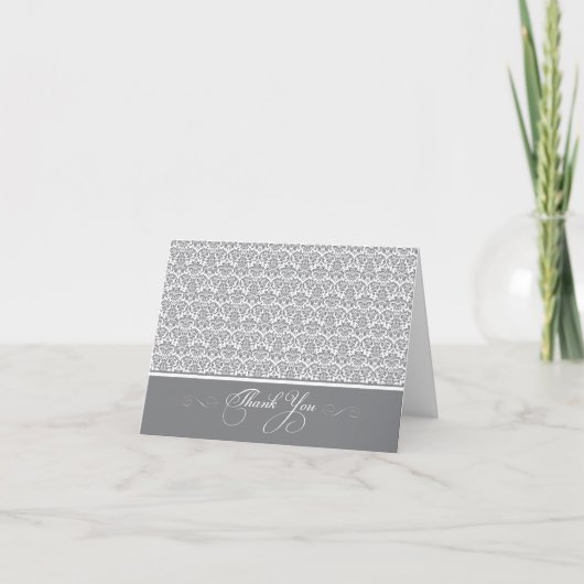 Lovely Damask Photo Carte de remerciements (argent (Devant)