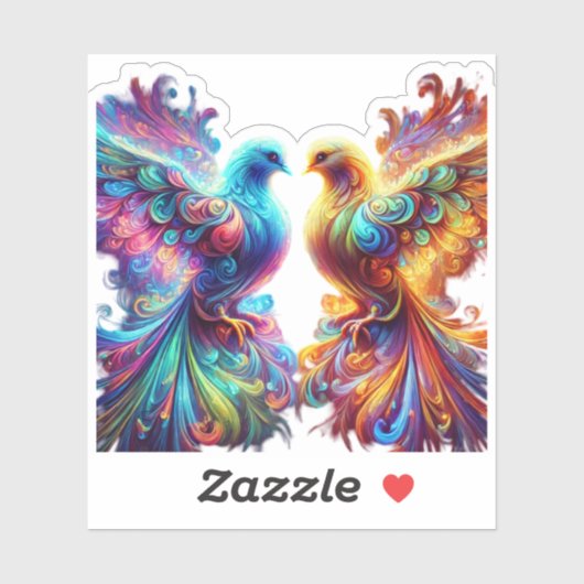 Lovely Doves Love Sticker (Vel)