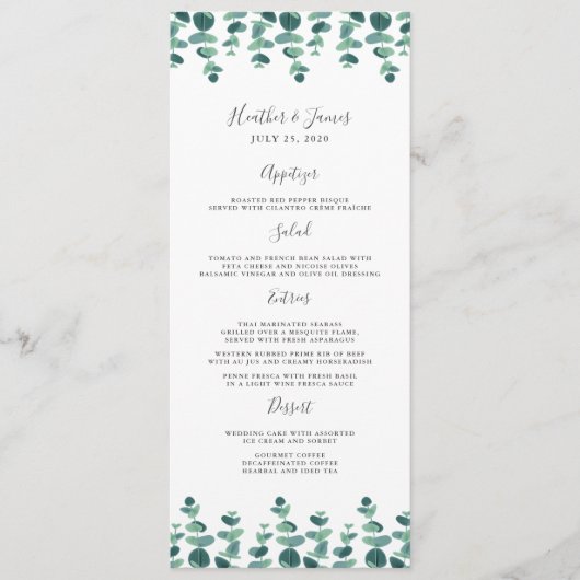 Lovely Eucalyptus Wedding Menu (Voorkant)