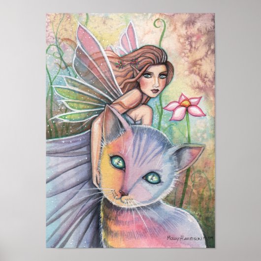 Lovely Fairy with Cat Poster de Molly Harrison (Devant)
