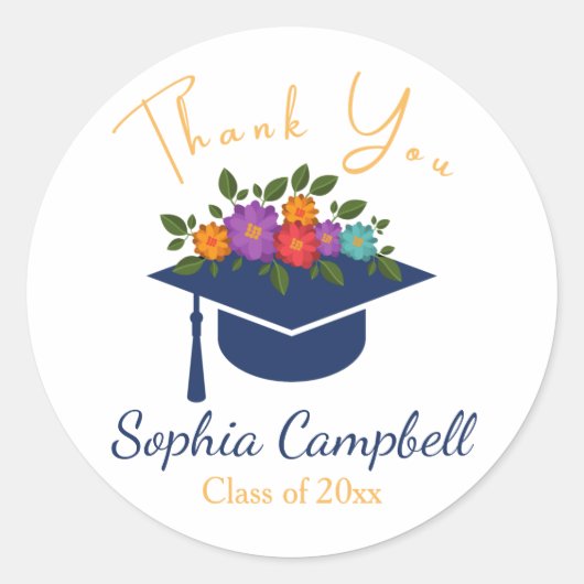 Lovely Floral Afstuderen Classic Round Sticker (Voorkant)