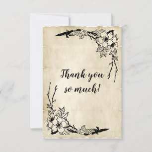 Lovely Floral and Parchment Vintage Wedding Theme Bedankkaart